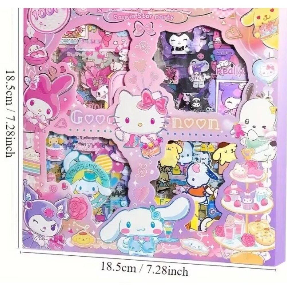 Sanrio Sticker Gift Box 100pcs Hello Kitty Kuromi My Melody Cinnamoroll